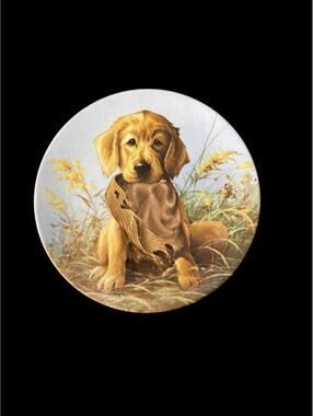 1987 Knowles Golden Retriever Puppy Collector Plate Caught in the Act
